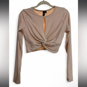 ‘Windsor’ Long Sleeve Crop Top with Twisted Cut Out Detail